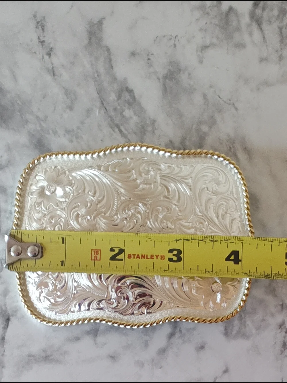 Montana Silversmiths Western Floral Engraved Belt Buckle Silver Gold Trim
